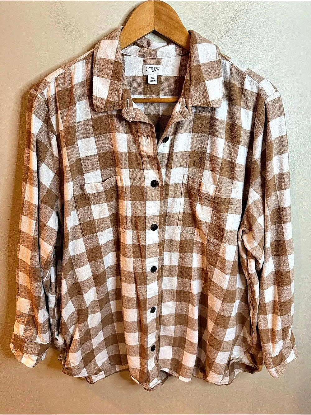 J.Crew Midweight flannel Overshirt in large buffalo check Buffalo Check Brown &